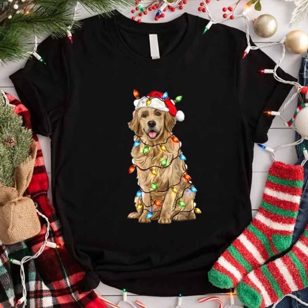Christmas Golden Retriever Dog Tshirt Cute Dog Lover Gift Tee Shirts
